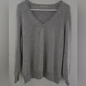 M&S Autograph Womens 100% Pure Cashmere Sweater Grey V Neck UK Sz 22 (US 18)